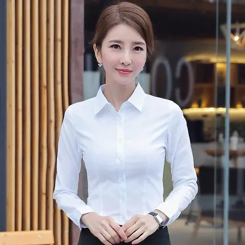 White Long Sleeve Women's Blouse