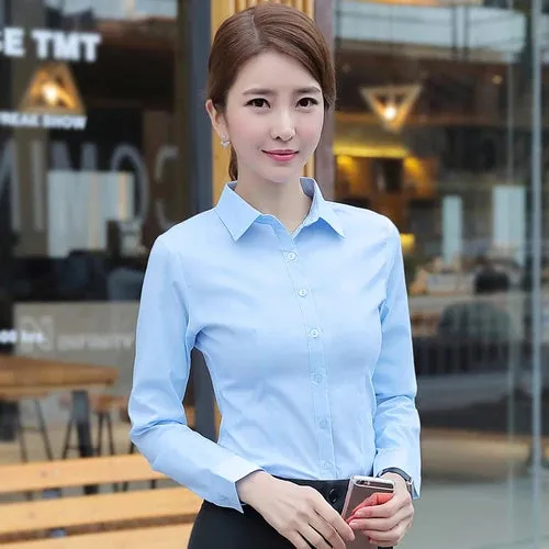 White Long Sleeve Women's Blouse