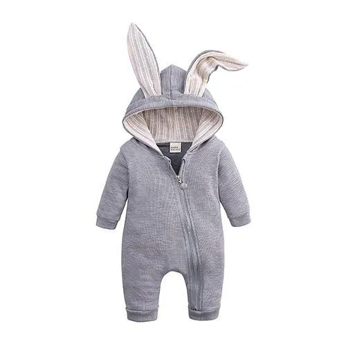 Winter Baby Rompers Newborn Boys Girls Clothes Rabbit Ear Hooded Jumpsuit infant In Luxury Rabbit Design
