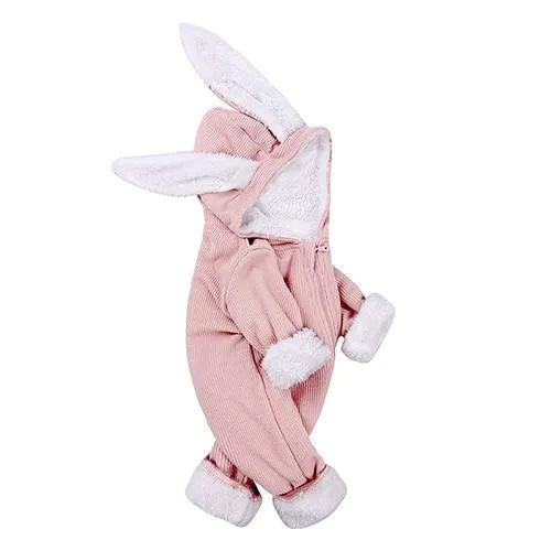 Winter Baby Rompers Newborn Boys Girls Clothes Rabbit Ear Hooded Jumpsuit infant In Luxury Rabbit Design