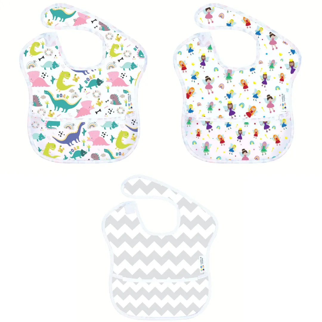 Wipe-Clean & Waterproof Baby Toddler Bibs (Single Pack & Sets)