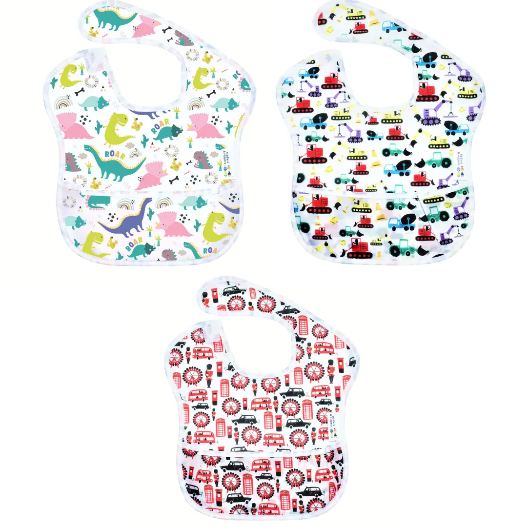Wipe-Clean & Waterproof Baby Toddler Bibs (Single Pack & Sets)