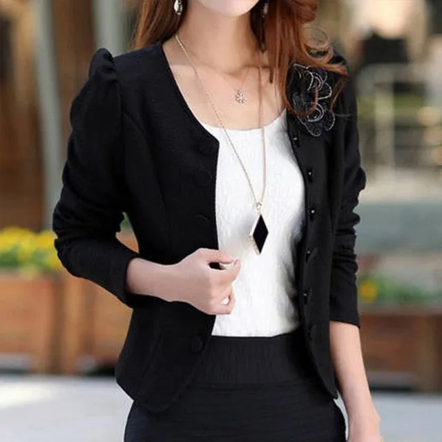 Women Spring Autumn Fashion Blazer Feminino Plus Size Long Sleeved Bleiser Mujer Casual Lovely Women Suits Flower Outwear