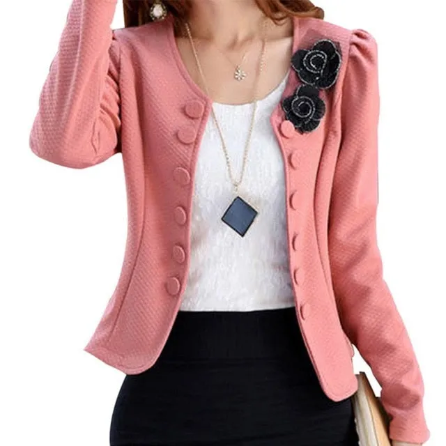 Women Spring Autumn Fashion Blazer Feminino Plus Size Long Sleeved Bleiser Mujer Casual Lovely Women Suits Flower Outwear