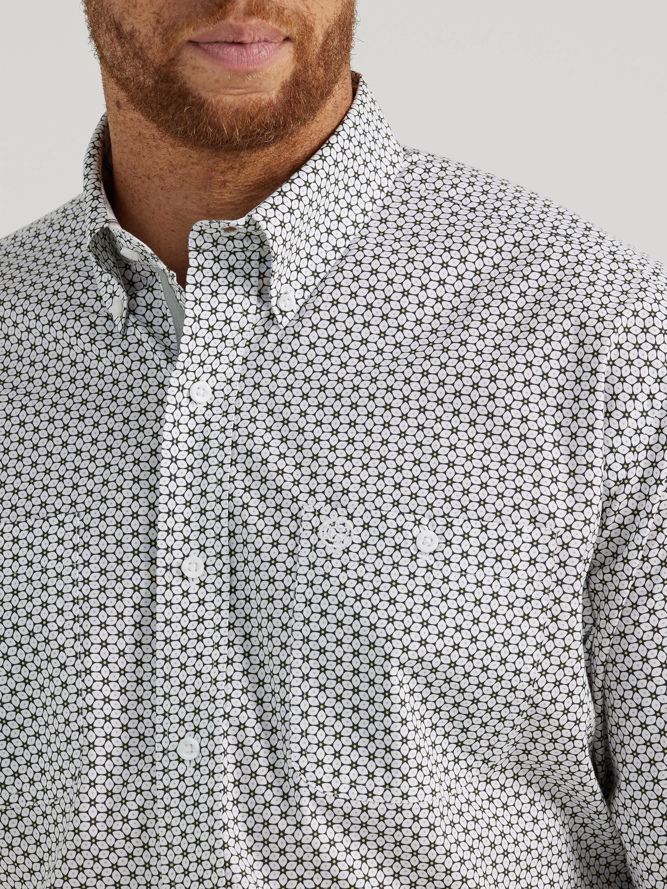 Wrangler Mens George Strait Relaxed Fit Floral Stretch Shirt