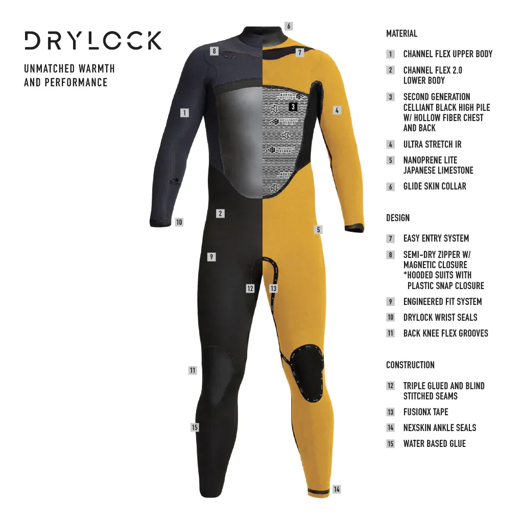 Xcel Men'S Drylock 5/4 Hooded Fa22 Wetsuit - Front Zip