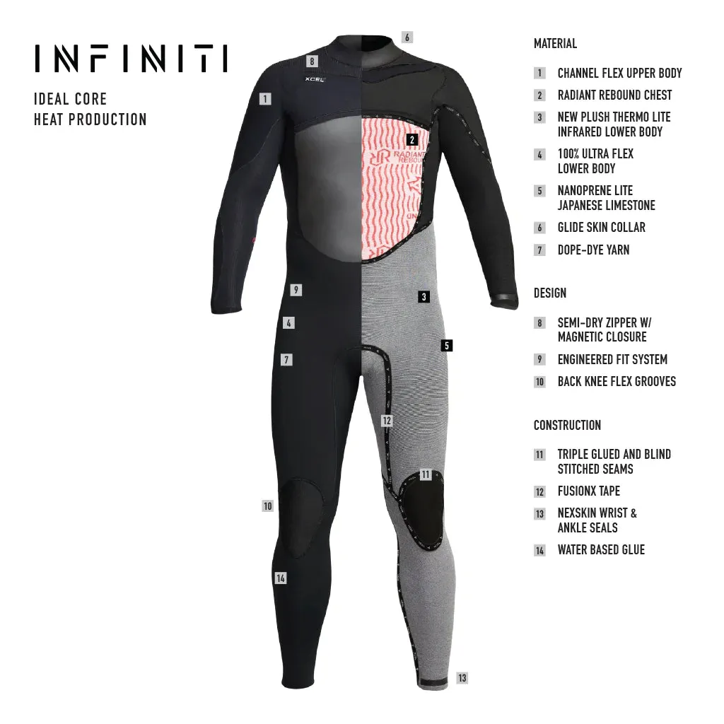 Xcel Men'S Infiniti Hooded 5/4 Wetsuit Fa22 - Front Zip
