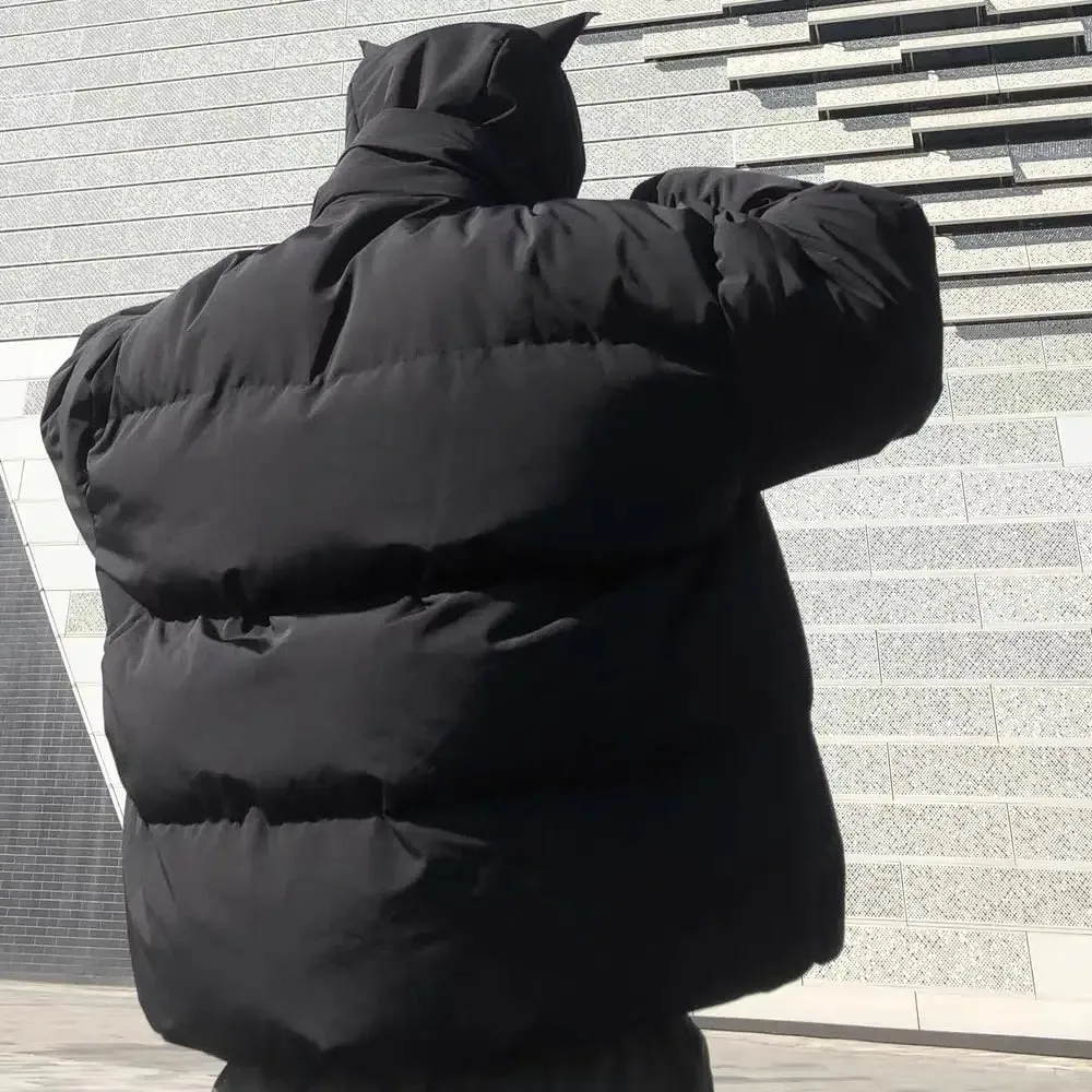 Y2K Hooded Coat with Horns - Unique Style