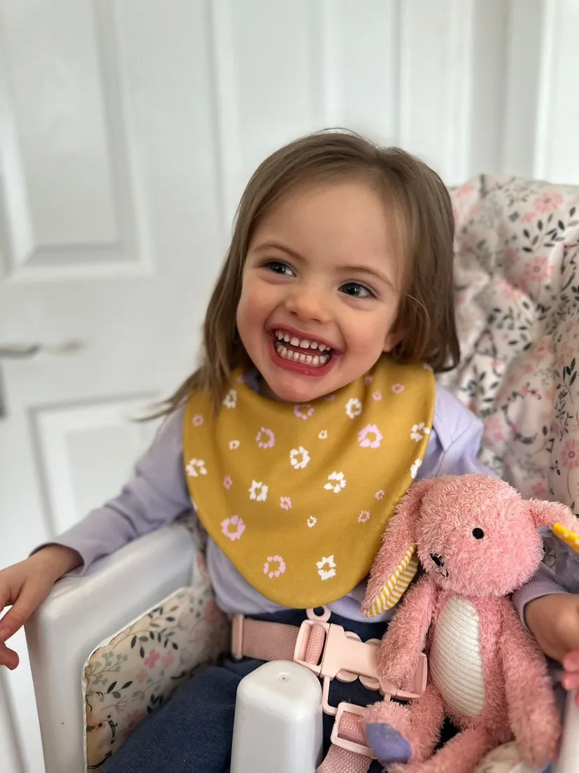 Yellow Floral Waterproof Dribble Bib